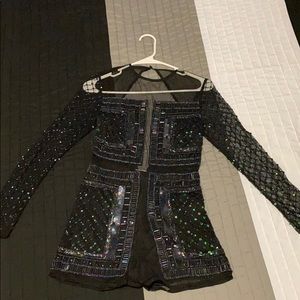 Backless Sequin/ Mesh Romper